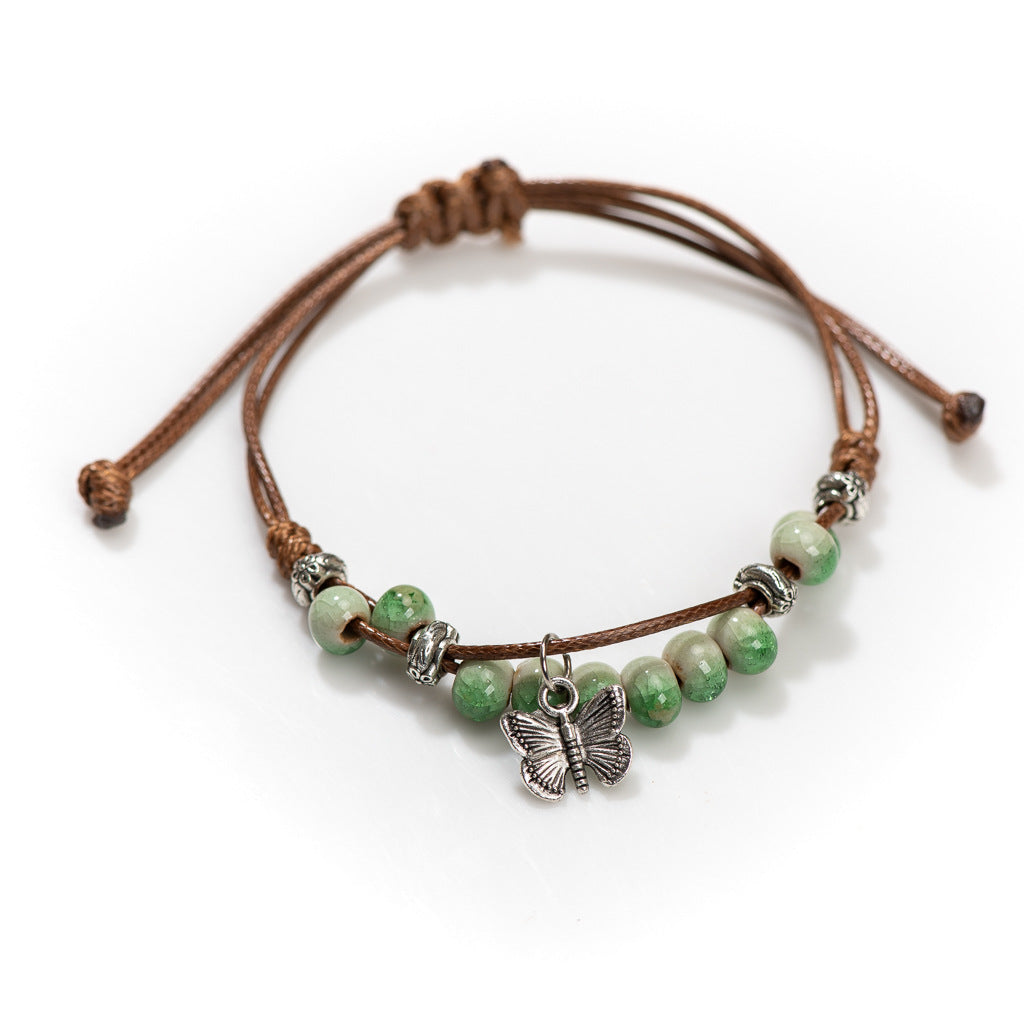 Vintage Butterfly Ceramic Bracelet For Women